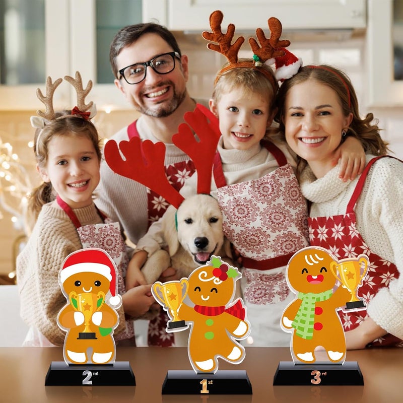 Trnayi 3 Pcs Christmas Contest Trophy Set Acrylic 1st 2nd 3rd 5.9'' Funny Trophies Gingerbread House Man Cookie Santa Snowman Decorating Kit Party Award for Xmas - Image 5